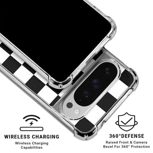 Black and White Checkered Google Pixel 10 Pro XL Clear Case